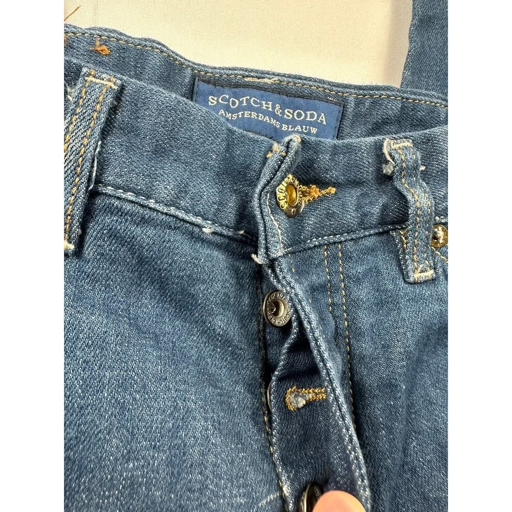Scotch & Soda Phaidon Skinny Jeans Mens 30x34 Blue Button Fly Amsterdams Blauw